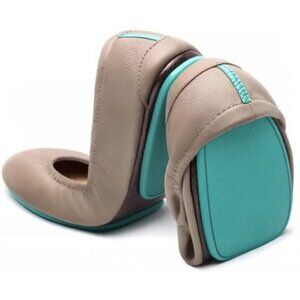 TIEKS BY GAVRIELI Leather Ballet Flats in Taupe Tan Preppy Quiet Luxury Sz US 8